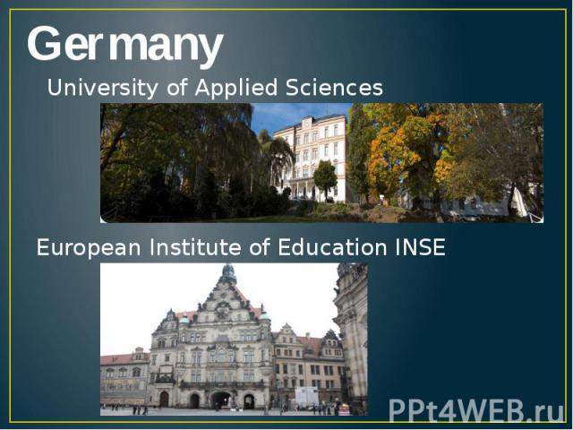 GermanyUniversity of Applied SciencesEuropean Institute of Education INSE
