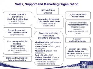 Sales, Support and Marketing Organization