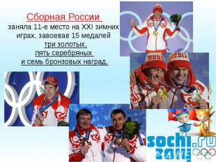 Сборная России заняла 11-е место на ХXI зимних играх, завоевав 15 медалей три зо