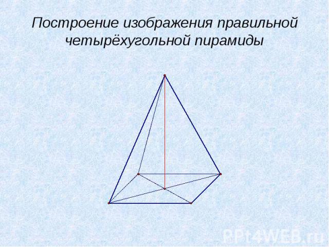 Построение изображения правильной четырёхугольной пирамиды