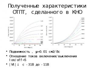 Подвижность , μ=0.01 см2/Вс Подвижность , μ=0.01 см2/Вс Отношение токов включени