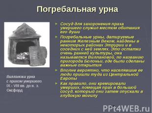 Погребальная урна Сосуд для захоронения праха умершего служил местом обитания ег