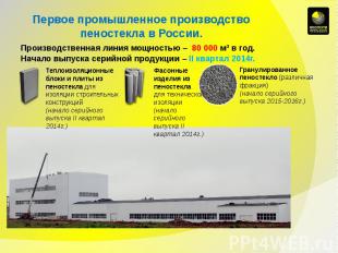 Первое промышленное производство пеностекла в России.