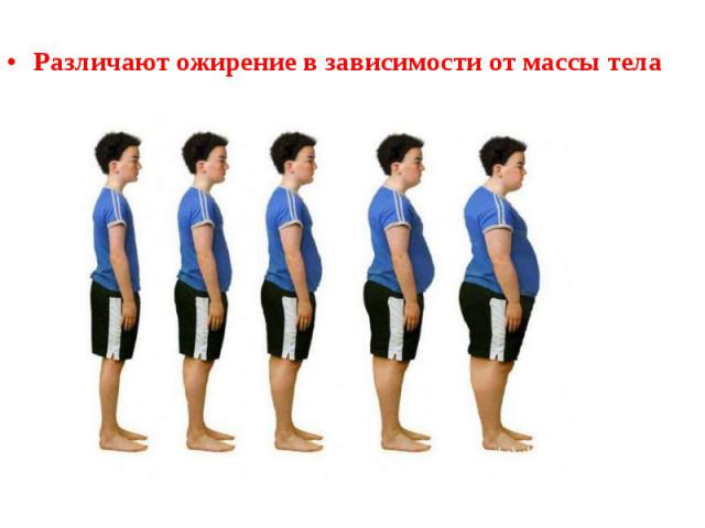 Различают ожирение в зависимости от массы тела Различают ожирение в зависимости от массы тела