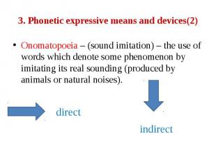 3. Phonetic expressive means and devices(2) Onomatopoeia – (sound imitation) – t