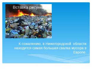 К сожалению, в Нижегородской области находится самая большая свалка мусора в Евр