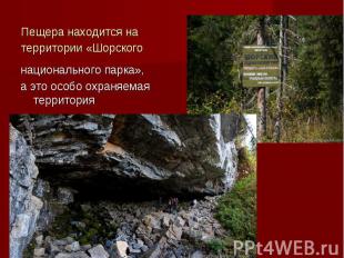 Пещера находится на территории «Шорского национального парка», а это особо охран