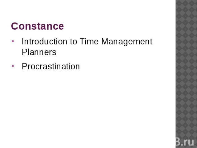 Constance Introduction to Time Management Planners Procrastination