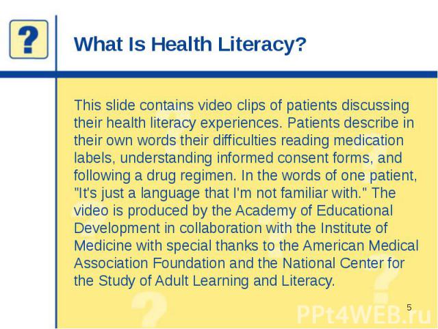What Is Health Literacy?