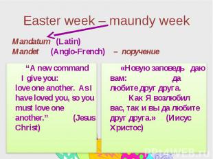 Easter week – maundy week
