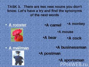 A rooster A mailman