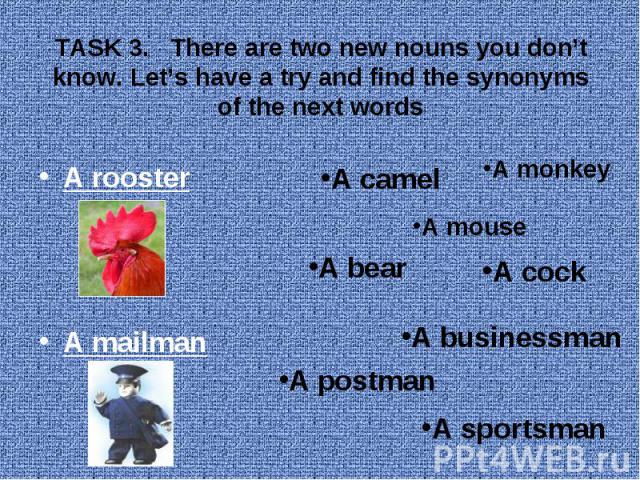A rooster A mailman