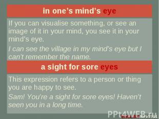 in one’s mind’s eye in one’s mind’s eye