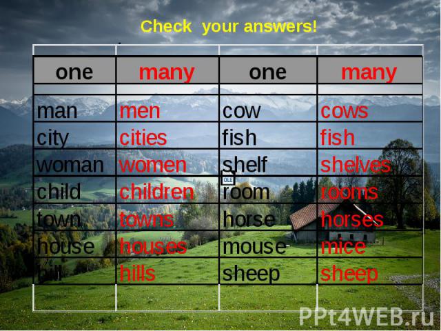 Check your answers! Check your answers!