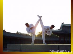 A taekwondo student typically wears a uniform (dobok), often white but sometimes