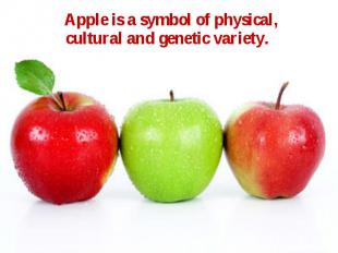 Apple is a symbol of physical, cultural and genetic variety. Apple is a symbol o