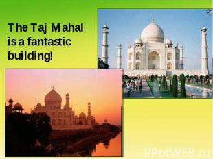 The Taj Mahal is a fantastic building!
