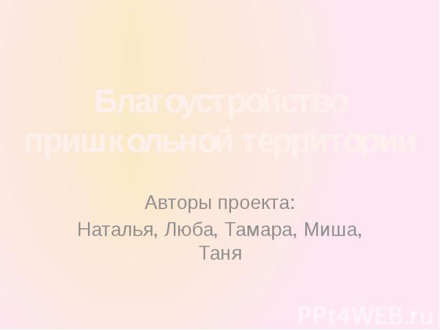 Авторы проекта: Наталья, Люба, Тамара, Миша, Таня