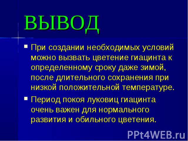 При создании необходимых условий можно вызвать цветение гиацинта к определенному сроку даже зимой, после длительного сохранения при низкой положительной температуре. При создании необходимых условий можно вызвать цветение гиацинта к определенному ср…