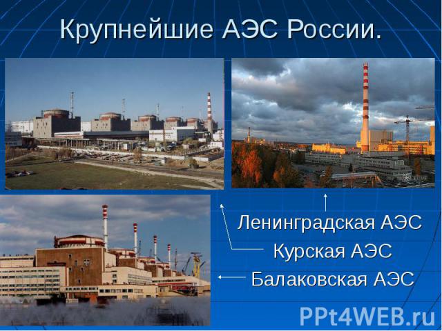 Ленинградская АЭС Ленинградская АЭС Курская АЭС Балаковская АЭС