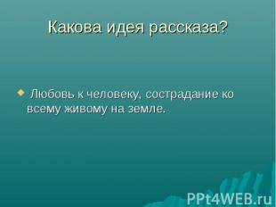 Любовь к человеку, сострадание ко всему живому на земле.