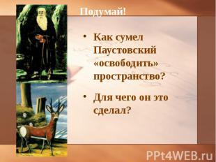 Как сумел Паустовский «освободить» пространство? Как сумел Паустовский «освободи