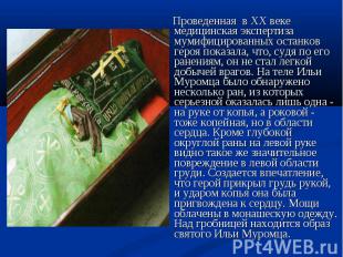 Проведенная в XX веке медицинская экспертиза мумифицированных останков героя пок