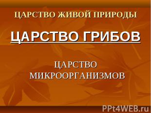 ЦАРСТВО ГРИБОВ ЦАРСТВО ГРИБОВ ЦАРСТВО МИКРООРГАНИЗМОВ