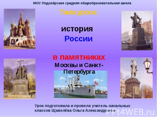 Тема урока: Москвы и Санкт-Петербурга