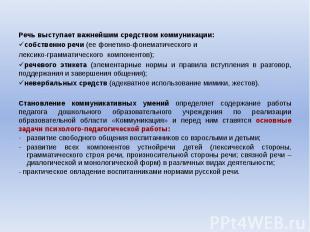 Речь выступает важнейшим средством коммуникации: Речь выступает важнейшим средст