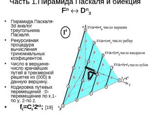 Часть 1.Пирамида Паскаля и биекция Fn Dn3 Пирамида Паскаля- 3d аналог треугольни
