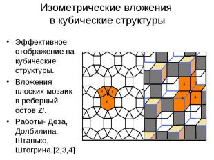 Изометрические вложения в кубические структуры Эффективное отображение на кубиче