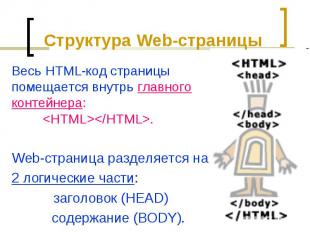 Весь HTML-код страницы помещается внутрь главного контейнера: &lt;HTML&gt;&lt;/H