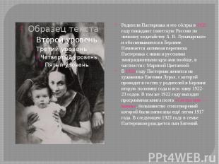 Родители Пастернака и его сёстры в 1921 году покидают советскую Россию по личном