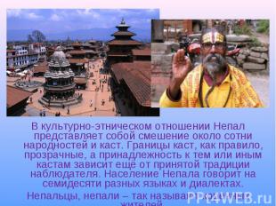 В культурно-этническом отношении Непал представляет собой смешение около сотни н