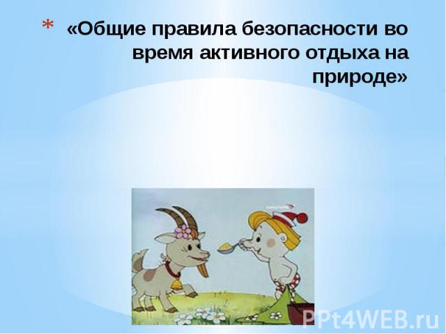 «Общие правила безопасности во время активного отдыха на природе»