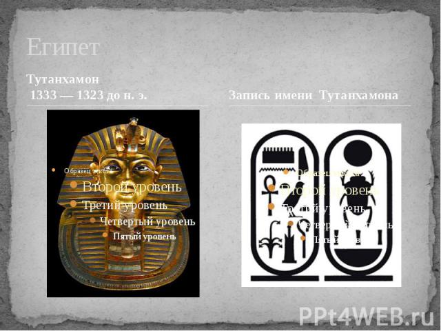 Египет Тутанхамон 1333 — 1323 до н. э.