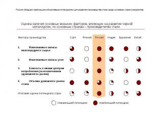 Россия обладает наибольшим объективным потенциалом для развития производства ста