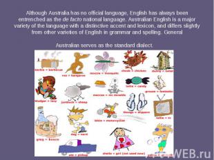 Although Australia has no official language, English has always been entrenched