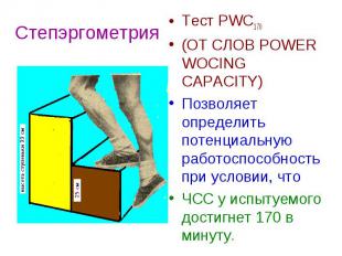 Степэргометрия Тест PWC170 (ОТ СЛОВ POWER WOCING CAPACITY) Позволяет определить