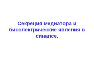 Секреция медиатора и биоэлектрические явления в синапсе.