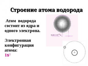 Атом водорода состоит из ядра и одного электрона. Атом водорода состоит из ядра