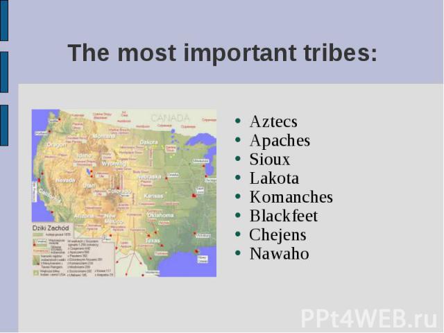 Aztecs Aztecs Apaches Sioux Lakota Komanches Blackfeet Chejens Nawaho