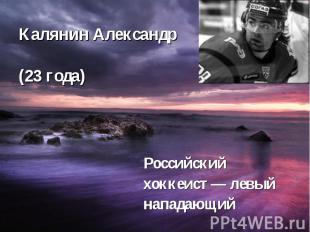 Калянин Александр (23 года) Российский хоккеист&nbsp;— левый нападающий