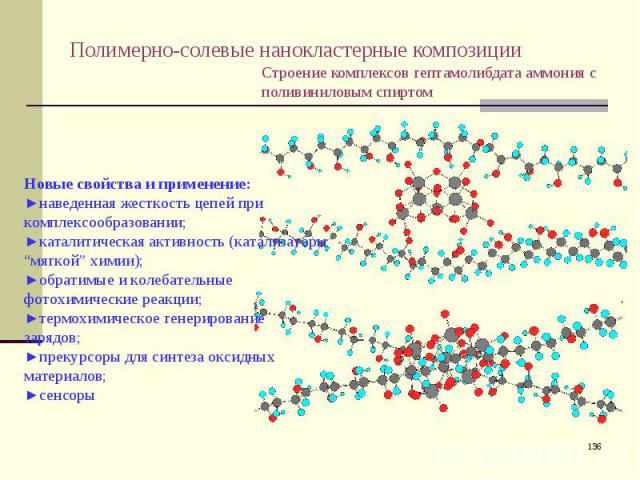 Полимерно-солевые нанокластерные композиции Строение комплексов гептамолибдата аммония с поливиниловым спиртом