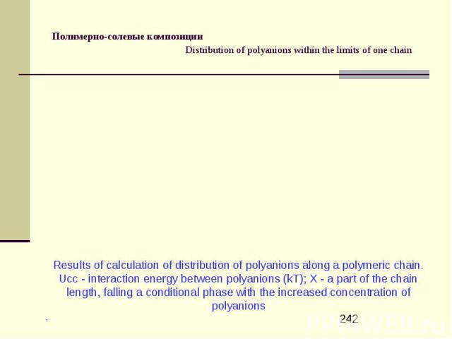 Полимерно-солевые композиции Distribution of polyanions within the limits of one chain