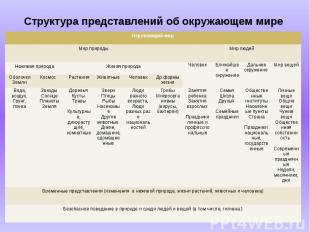 Структура представлений об окружающем мире