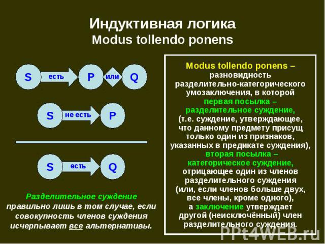 Индуктивная логика Modus tollendo ponens