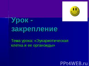 Урок - закрепление Тема урока: «Эукариотическая клетка и ее органоиды»