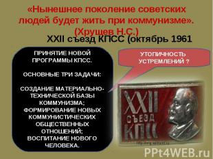 XXII съезд КПСС (октябрь 1961 г.) XXII съезд КПСС (октябрь 1961 г.)